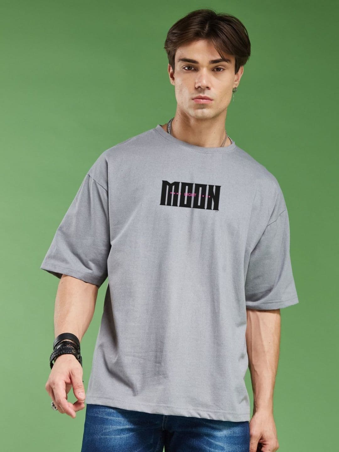 SMARTEES Typography Printed Round Neck Applique Cotton Oversized Casual T-shirt - view 1