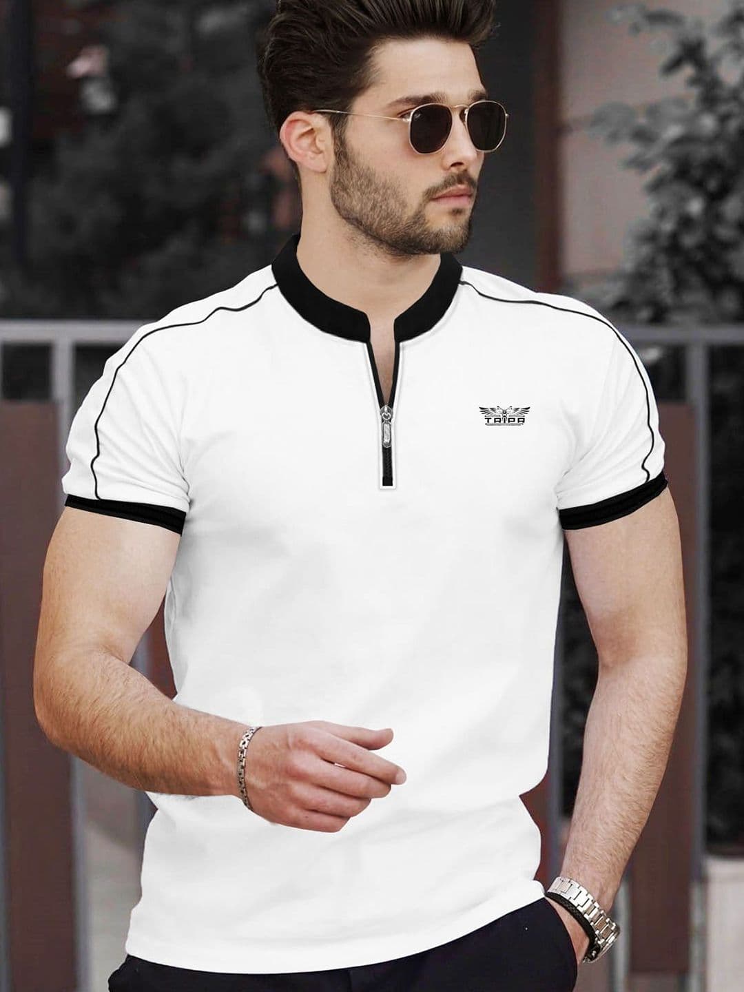 TRIPR Short Sleeves Mandarin Collar T-shirt - view 1