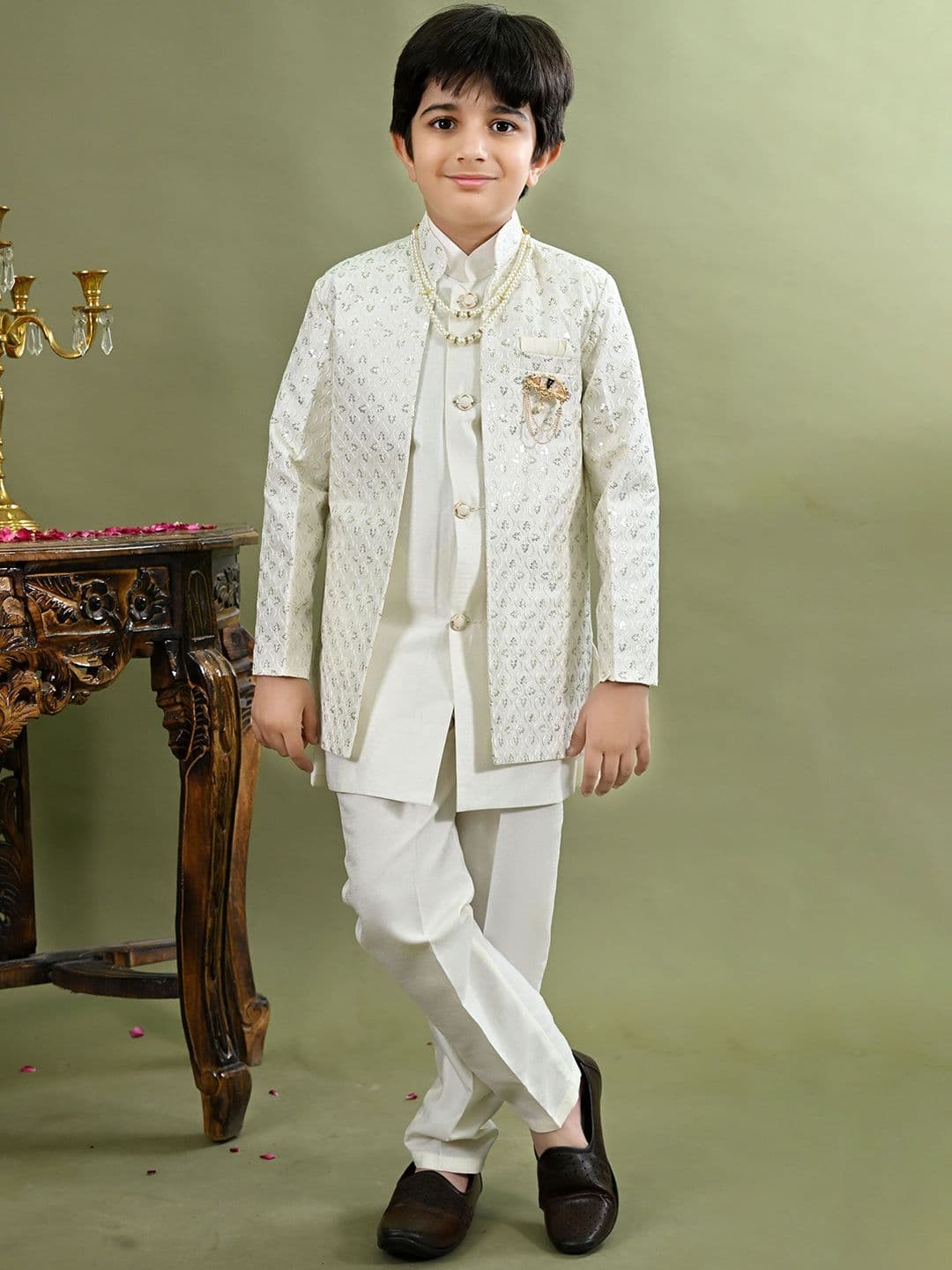 BT DEZINES Embroidered Sequined Sherwani Shrug Set - view 1