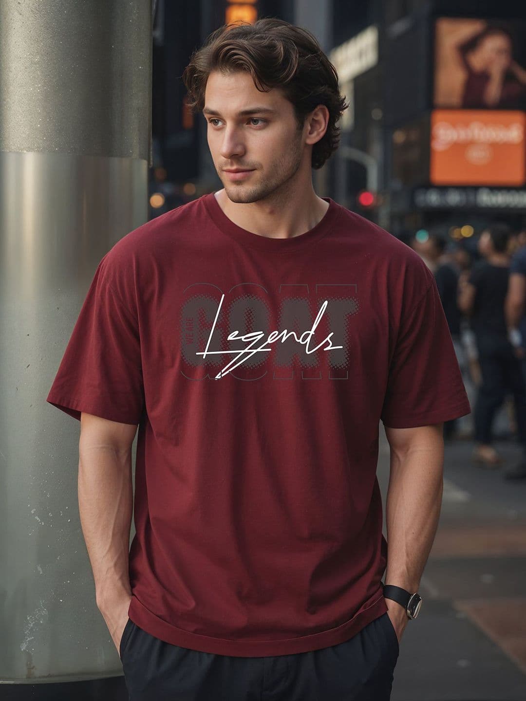 SMARTEES Typography Printed Round Neck Applique Cotton Oversized Casual T-shirt - view 1