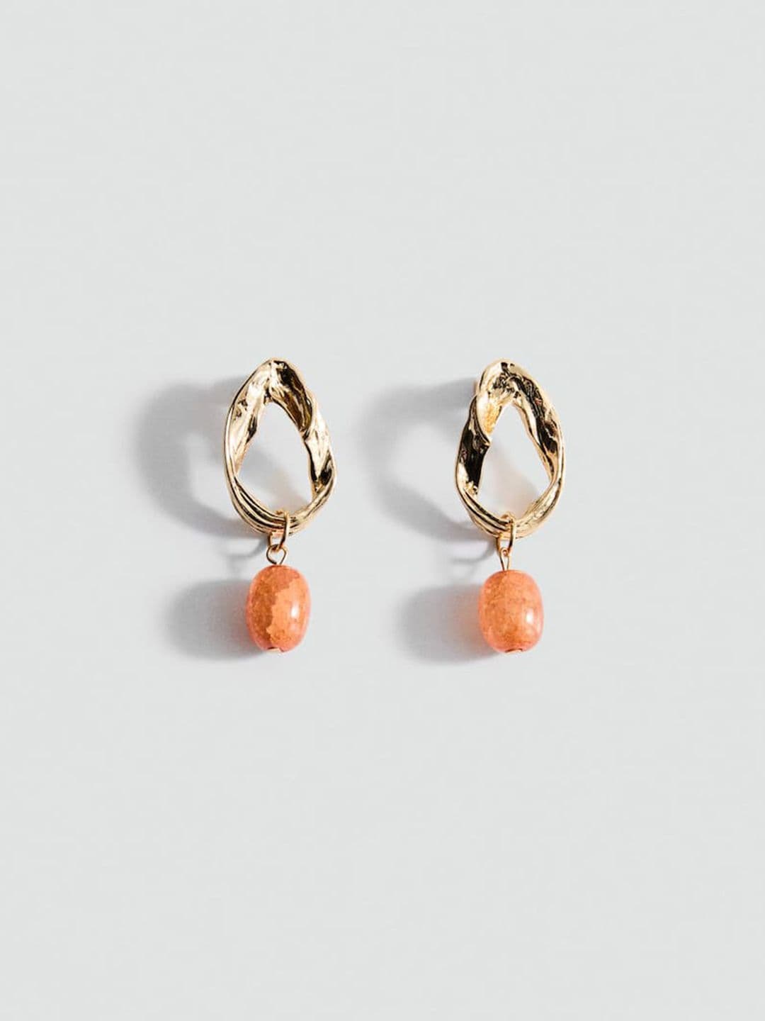 MANGO Contemporary Circular Design Beaded Drop Earrings - view 1