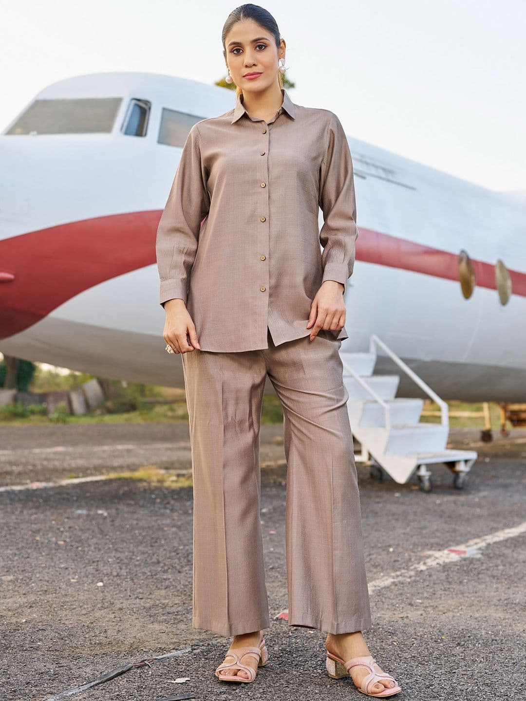 CORSICA Self Design Shirt & Trousers Co-Ord Set - view 1
