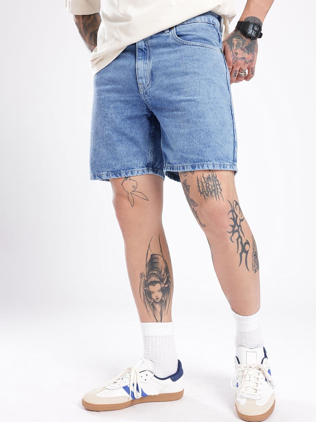 glitchez Men Light Fade Regular Fit Denim Shorts - view 1