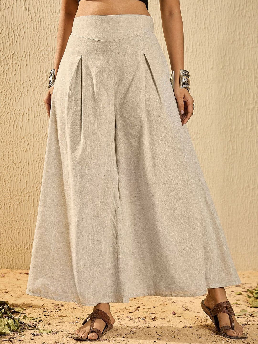 InWeave Women Flared Handloom Ethnic Palazzos - view 1