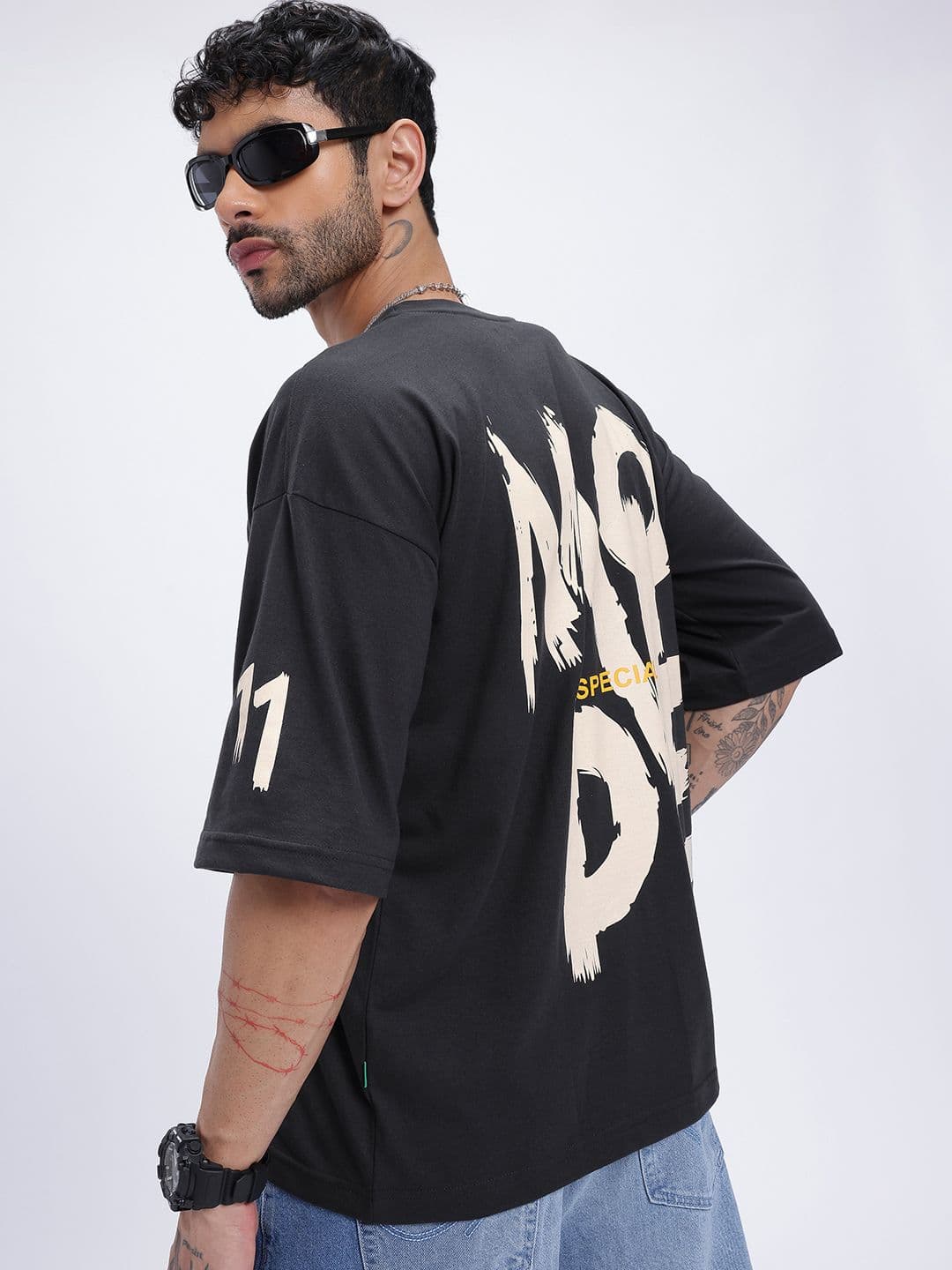 glitchez Typography Oversize Drop-Shoulder T-shirt - view 1