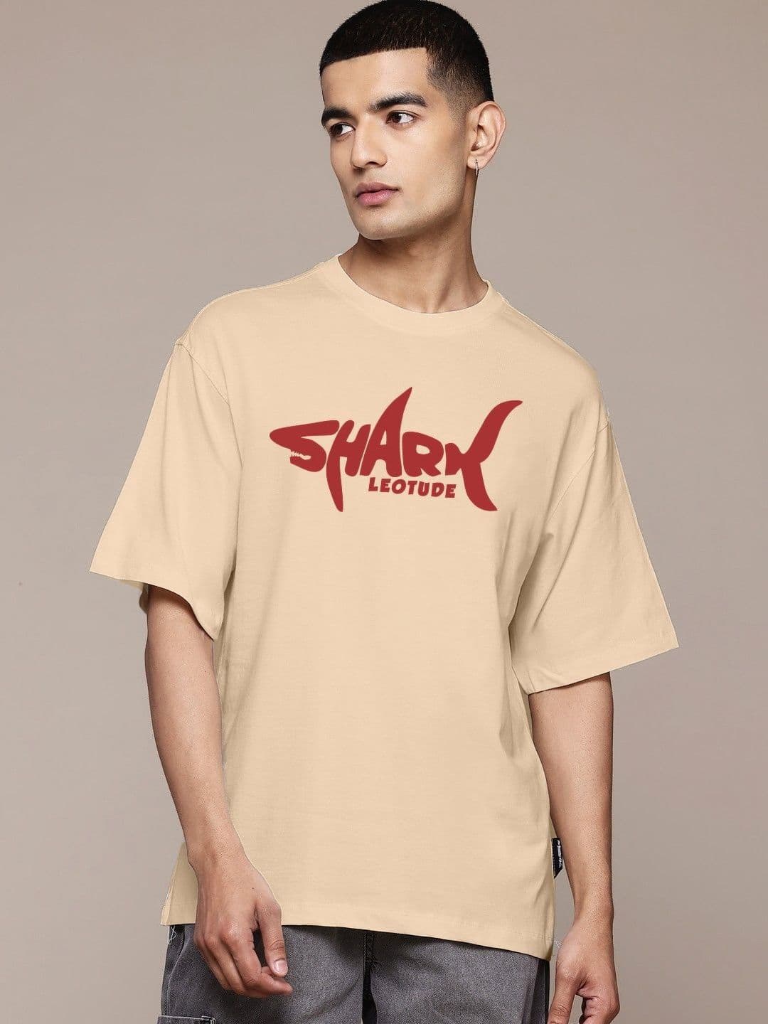 Leotude Men Drop Sholder Half Sleeve Ovesized Printed T-shirt - view 1