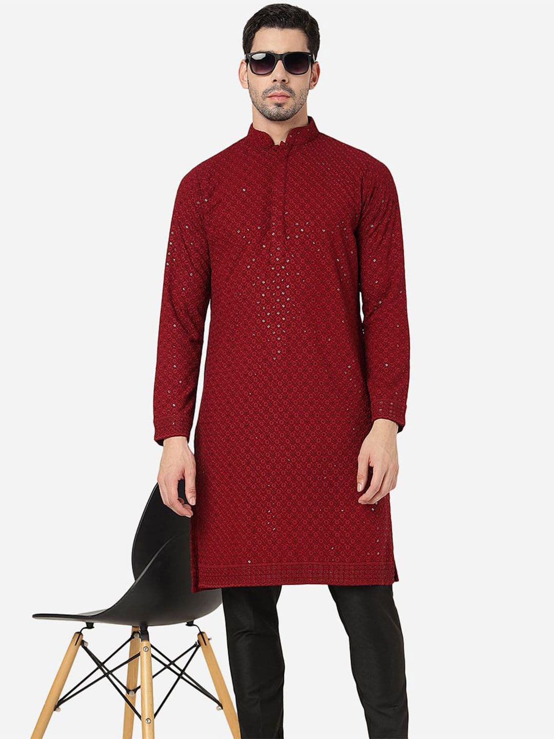 ADHIRAJAN Men Embellished Printed Festive Cotton Straight Kurtas - view 1