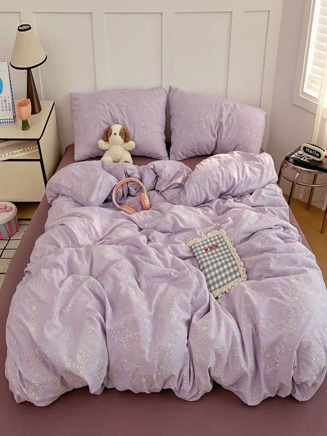 JC HOME Purple 4 Pieces Printed Single Bedding Set - view 1
