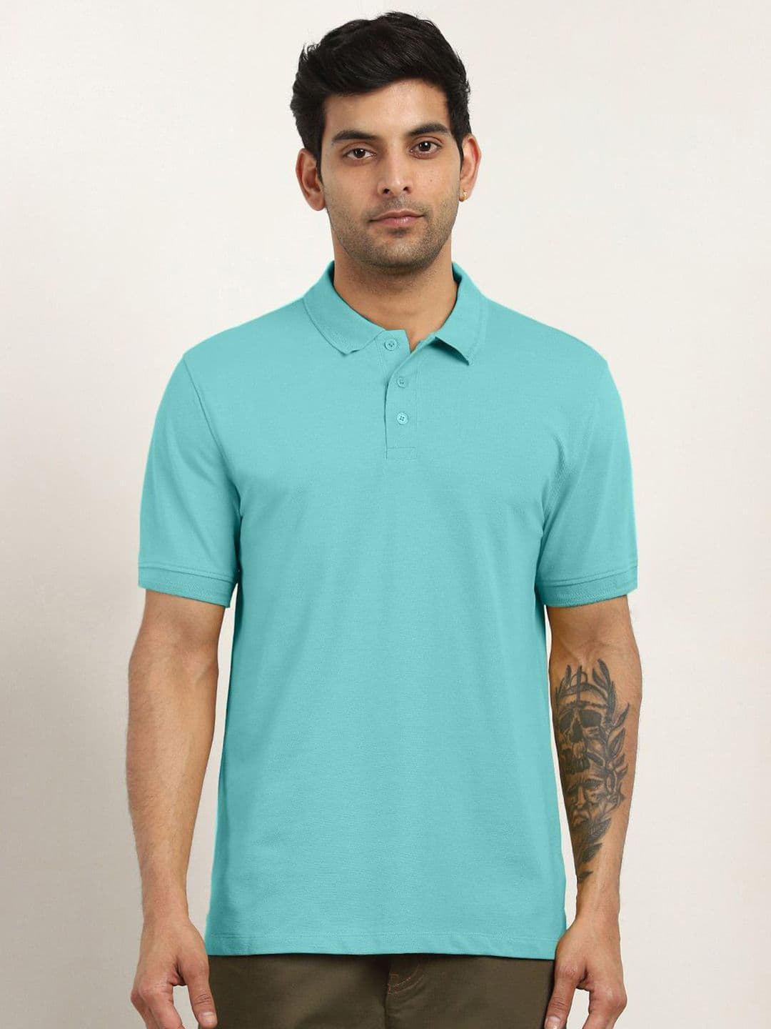NOBERO Men Solid Polo Collar Cotton T-shirt - view 1