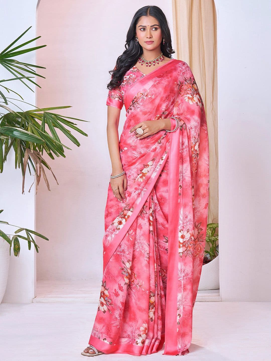 Mitera Floral Pure Georgette Ready to Wear Saree - view 1