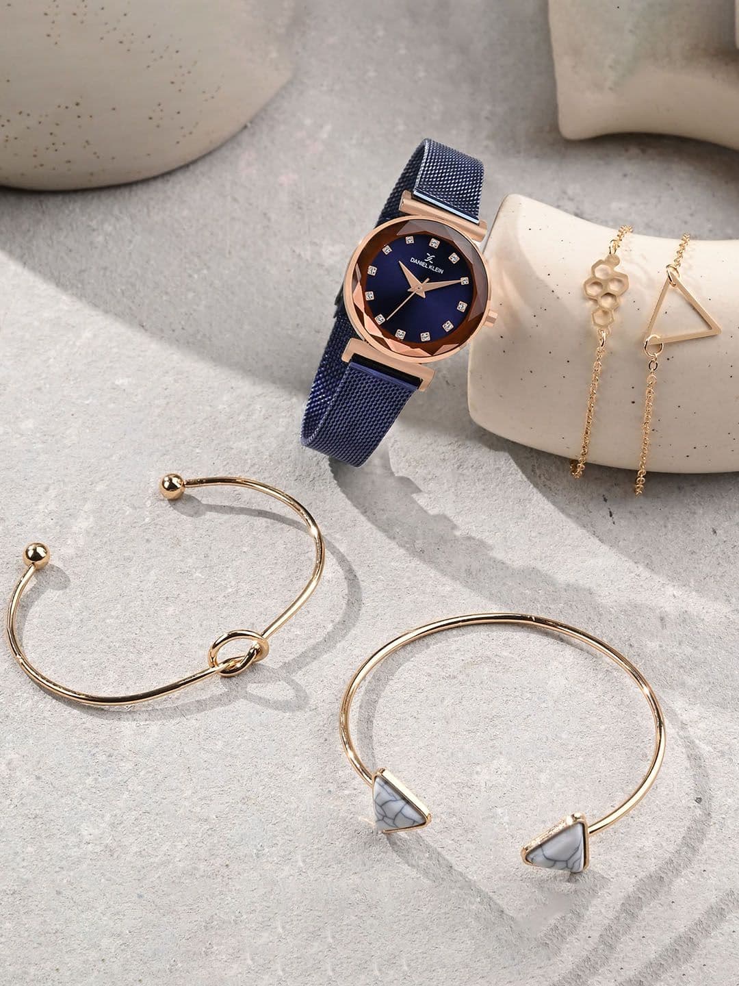 Daniel Klein Women Stone Studded Bracelet & Analogue Watch Gift Set - view 1