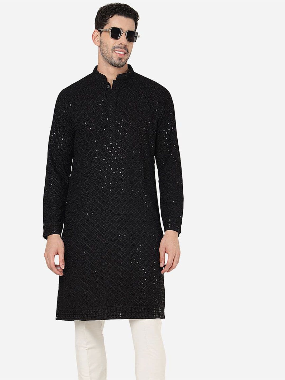 ADHIRAJAN Men Embellished Printed Festive Cotton Straight Kurtas - view 1