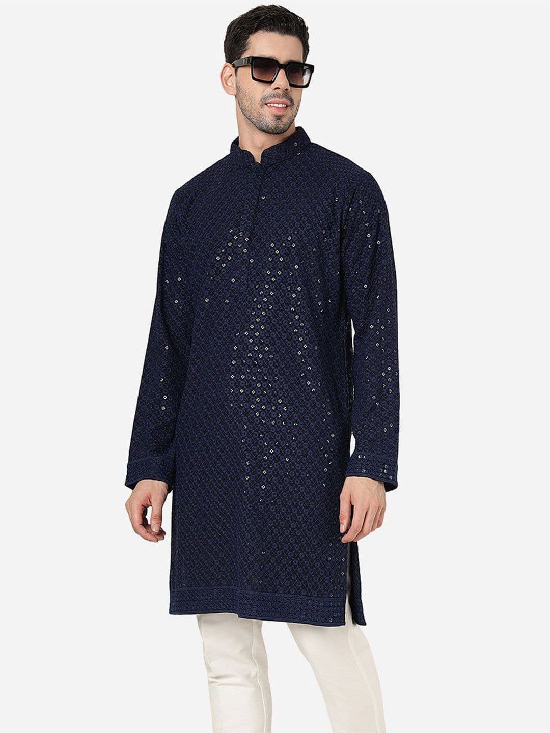 ADHIRAJAN Men Embellished Printed Festive Cotton Straight Kurtas - view 1
