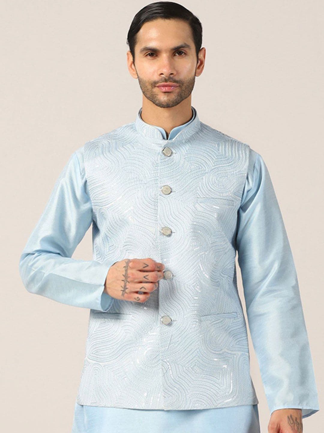 TAHVO Embroidered Nehru Jacket - view 1