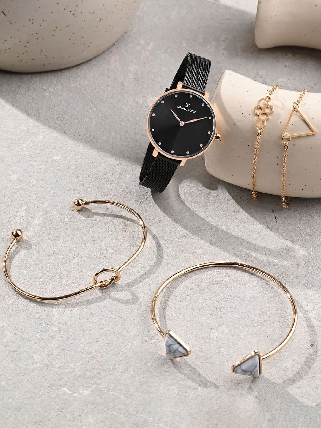 Daniel Klein Women Stone Studded Bracelet & Analogue Watch Gift Set - view 1