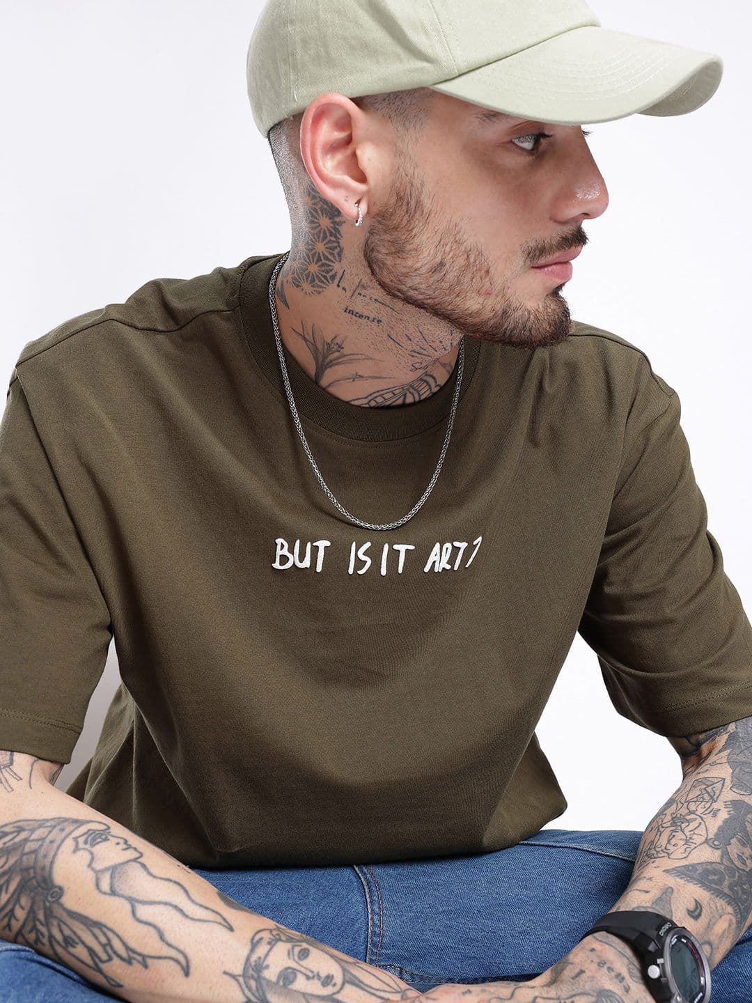 glitchez Printed Cotton Oversized T-shirt - view 1