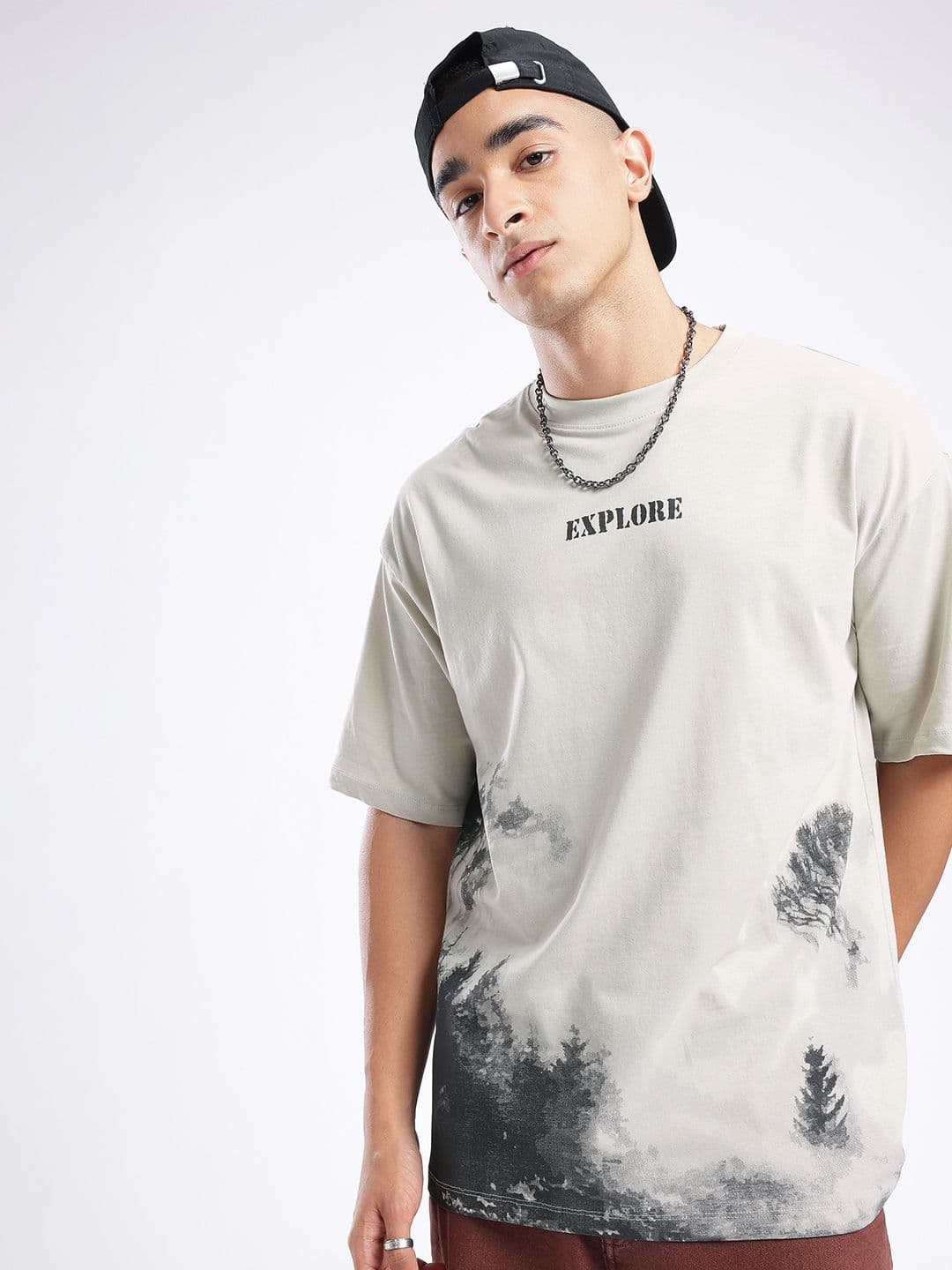 glitchez Oversized Graphic Printed T-shirt - view 1