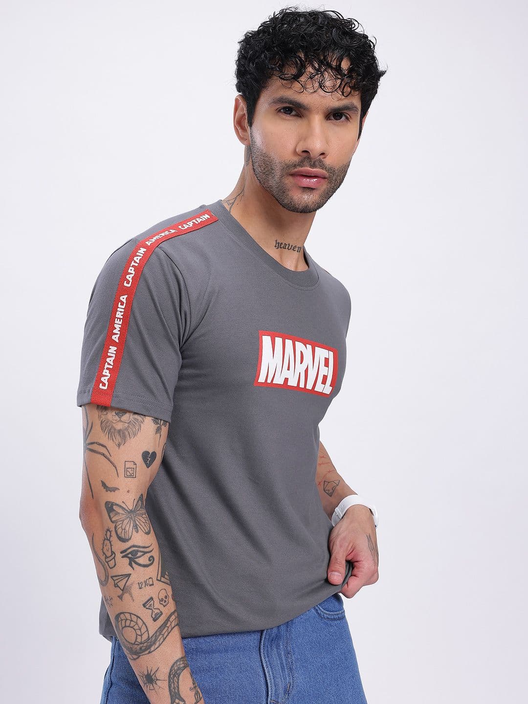 glitchez Shoulder Strip Marvel Print T-shirt - view 1