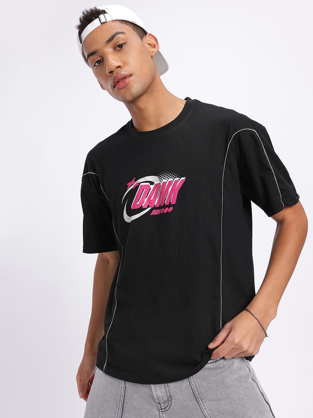 glitchez Graphic Oversized T-shirt with Drop-Shoulder Sleeves - view 1