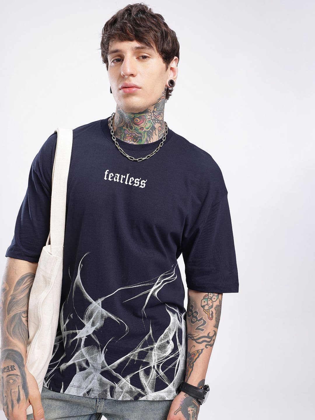 glitchez Graphic Printed Drop Shoulder Oversized T-shirt - view 1