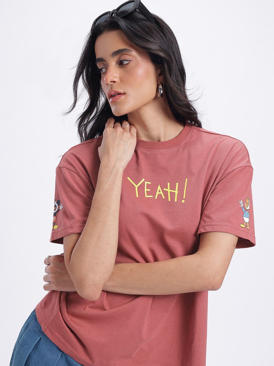 Disney by Glitchez Typography Printed Oversized T-shirt - view 1