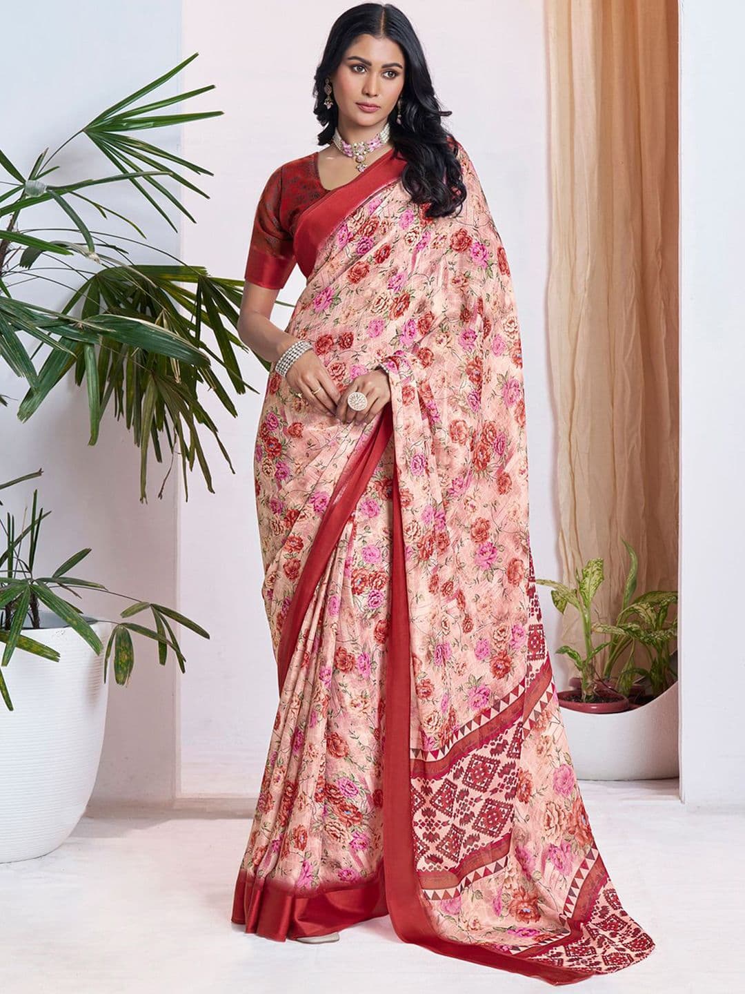 Mitera Floral Printed Pure Georgette Ready to Wear Saree - view 1