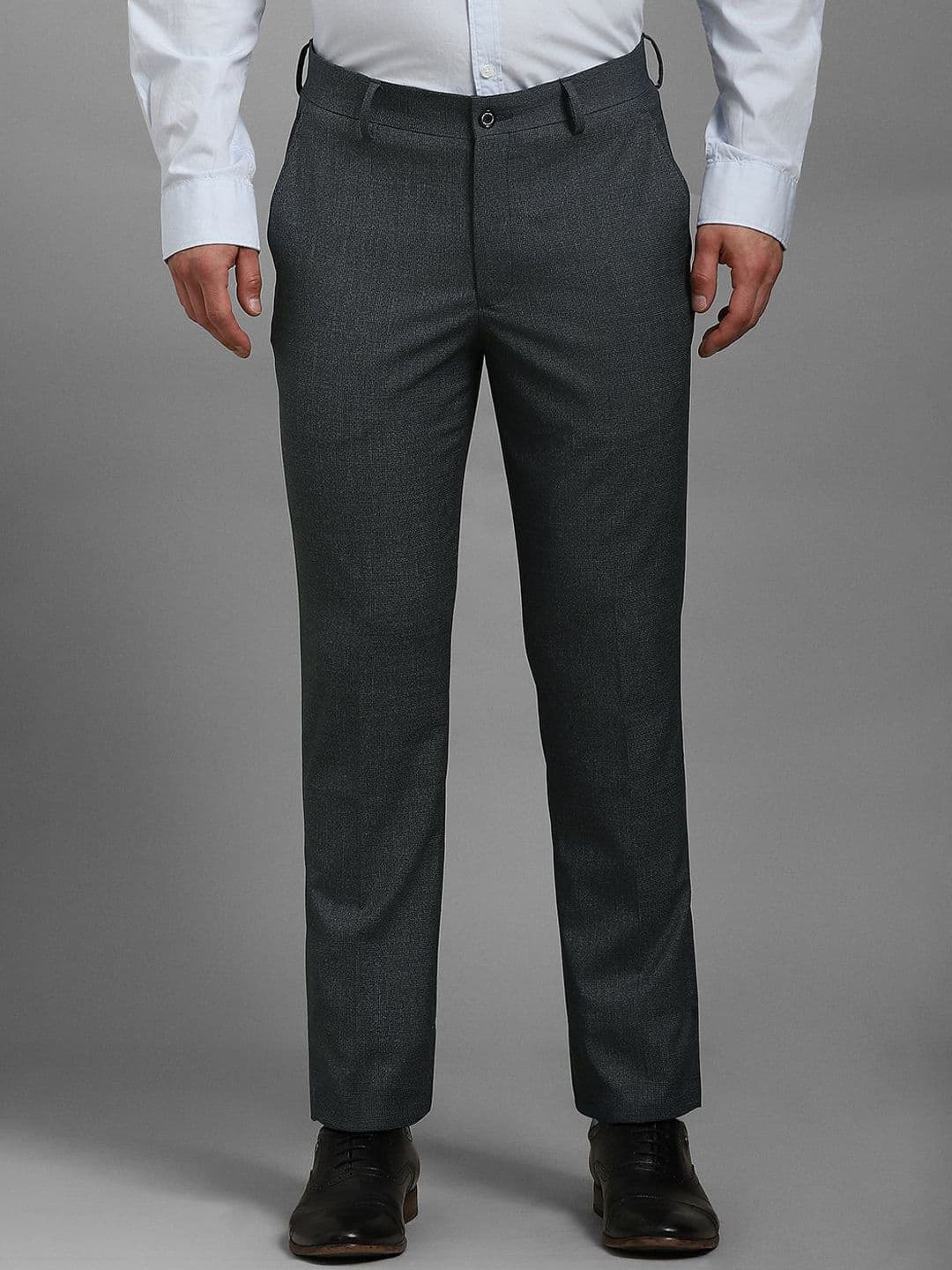 Louis Philippe Men Self Design Textured Slim Fit Formal Trousers - view 1
