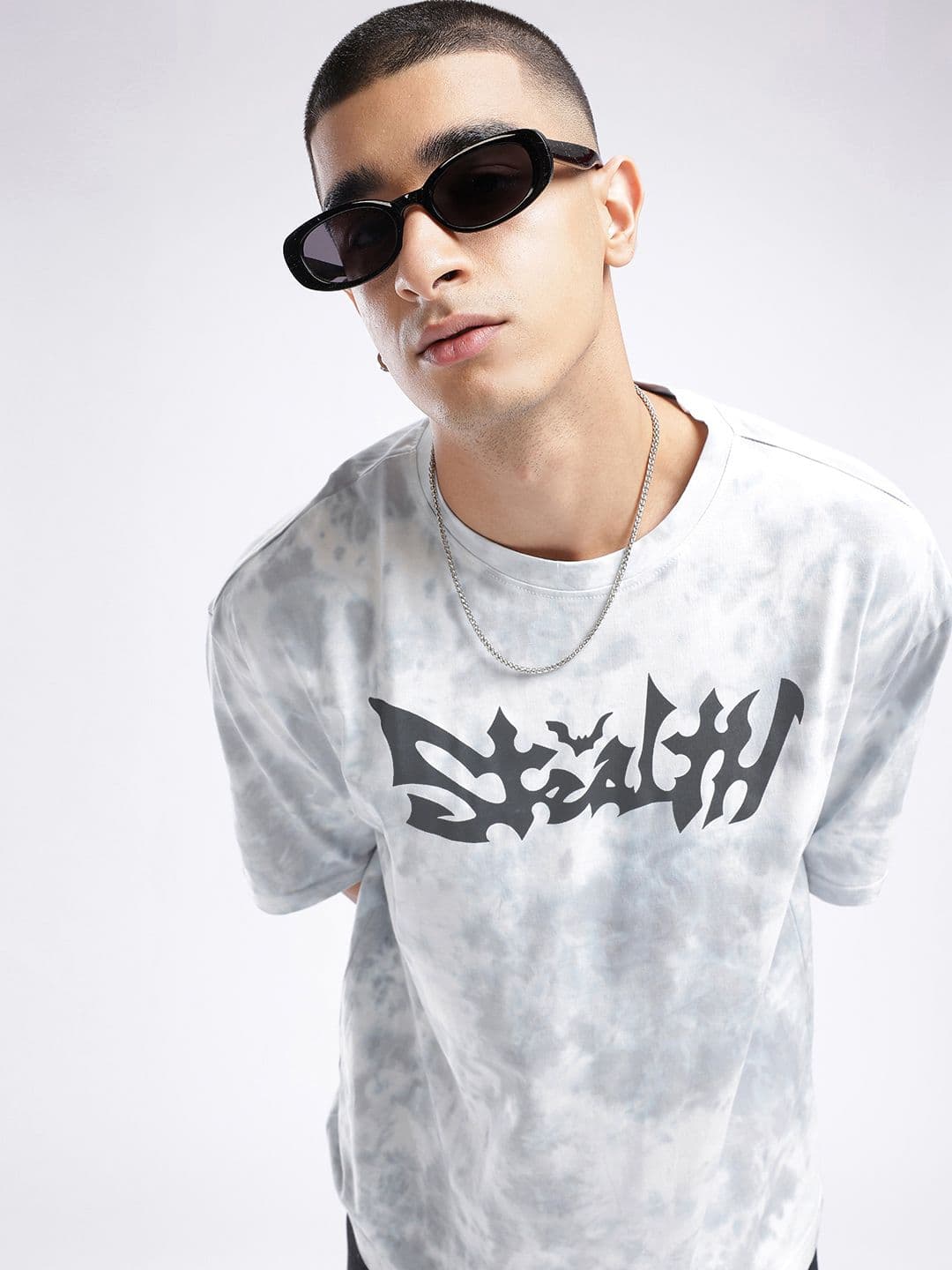 glitchez Dyed Graphic Printed Oversized T-shirt - view 1