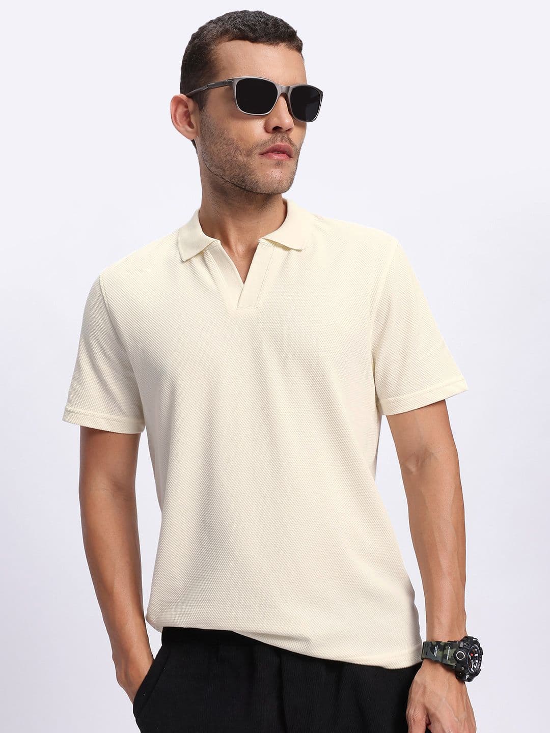 glitchez Self-Design Regular Fit Polo Collar T-shirt - view 1