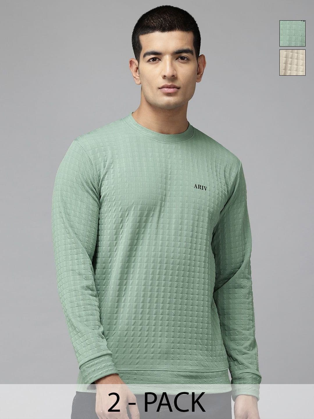 ATLANS Men Pack of 2 Solid Round Neck Regular Fit T-shirt - view 1