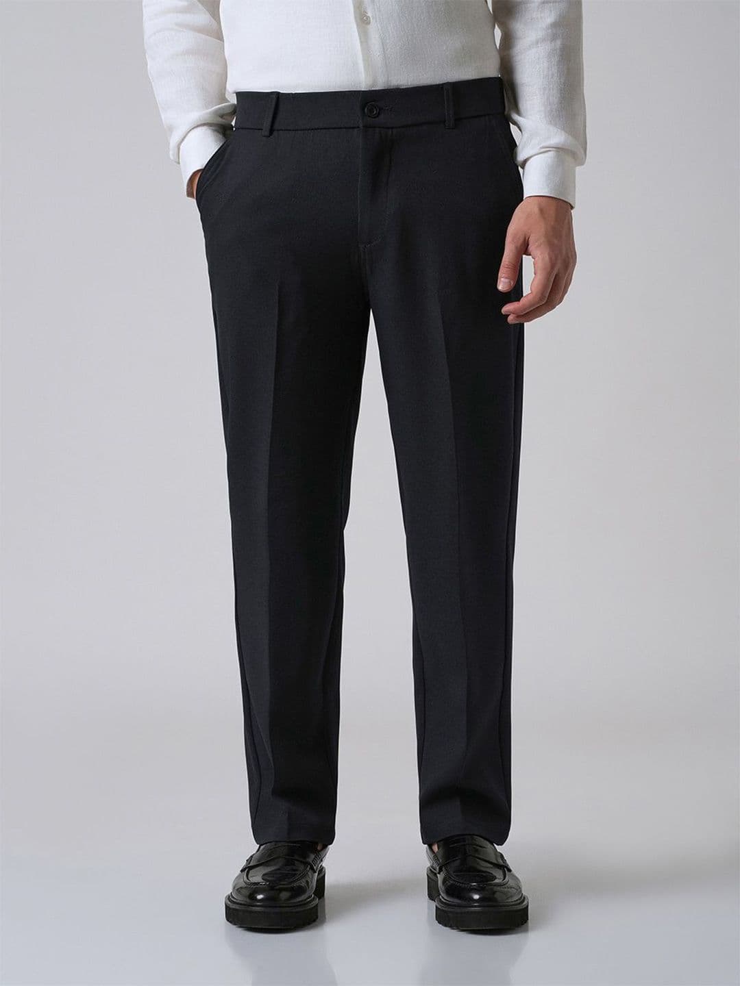 Banana Club Men Dark Blue Relaxed Fit Formal Trousers - view 1