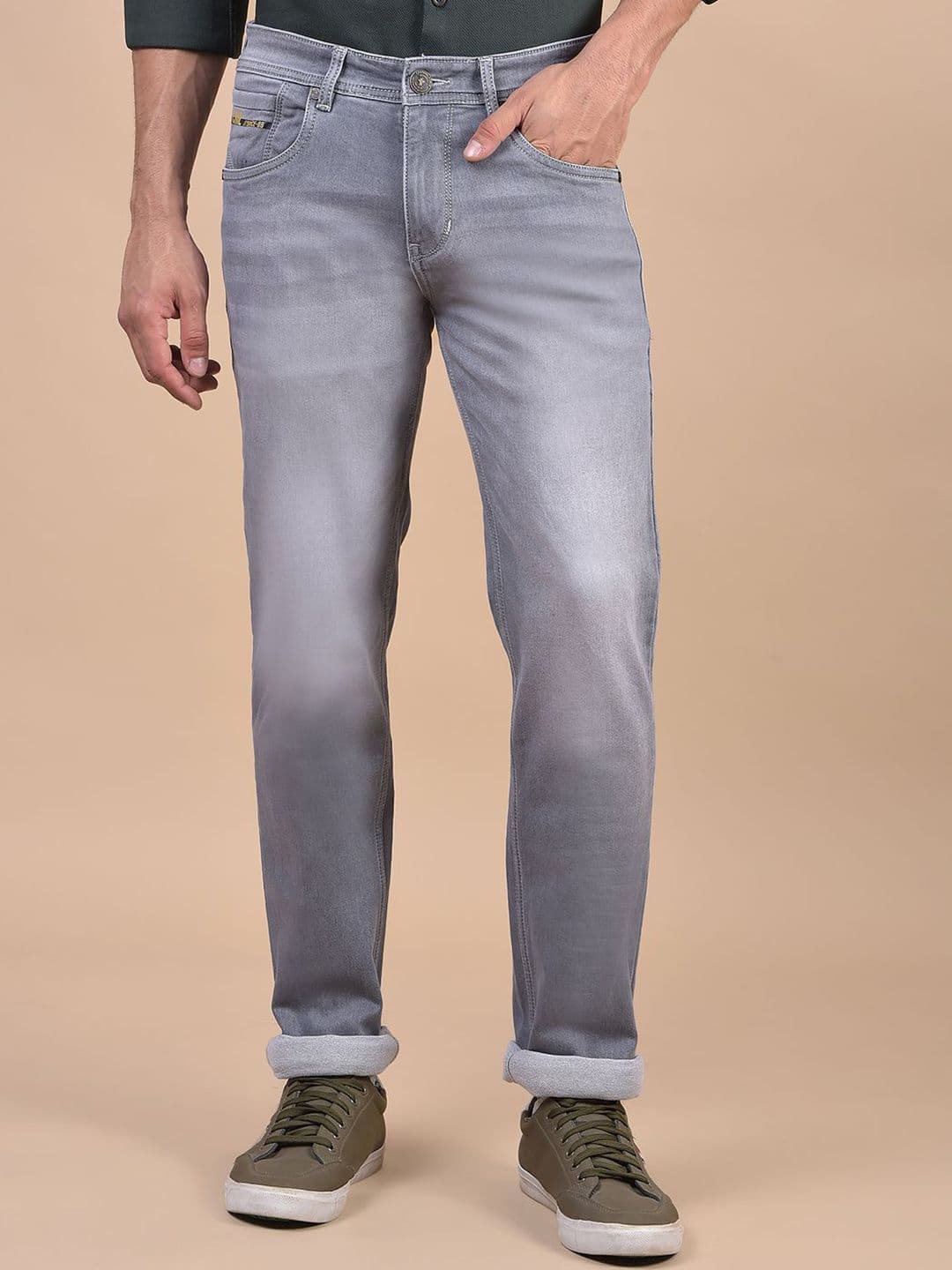 Cantabil Men Regular Fit Mid-Rise Heavy Fade Stretchable Jeans - view 1
