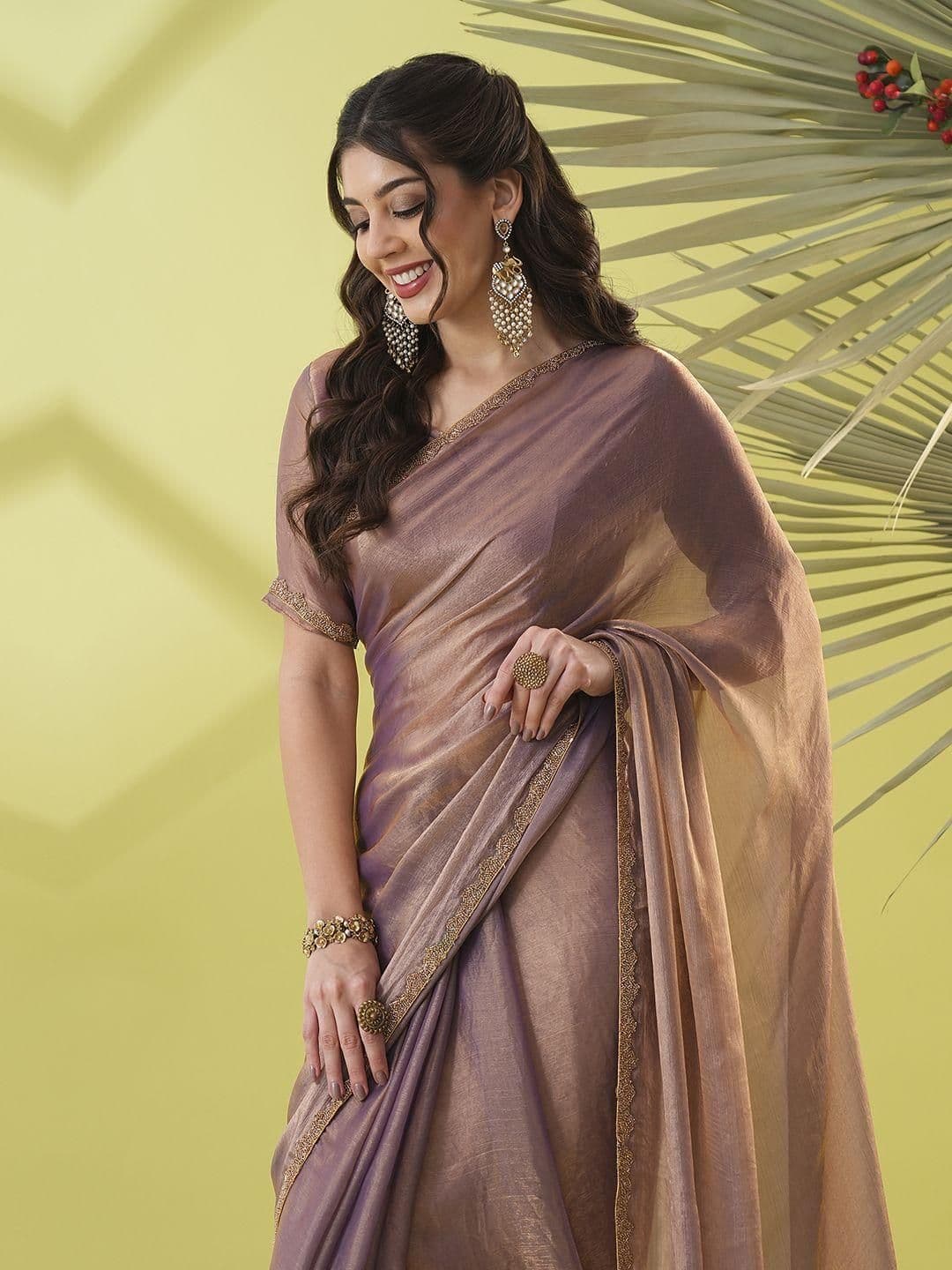 awesome Blue Silk Blend Embellished Sarees - view 1
