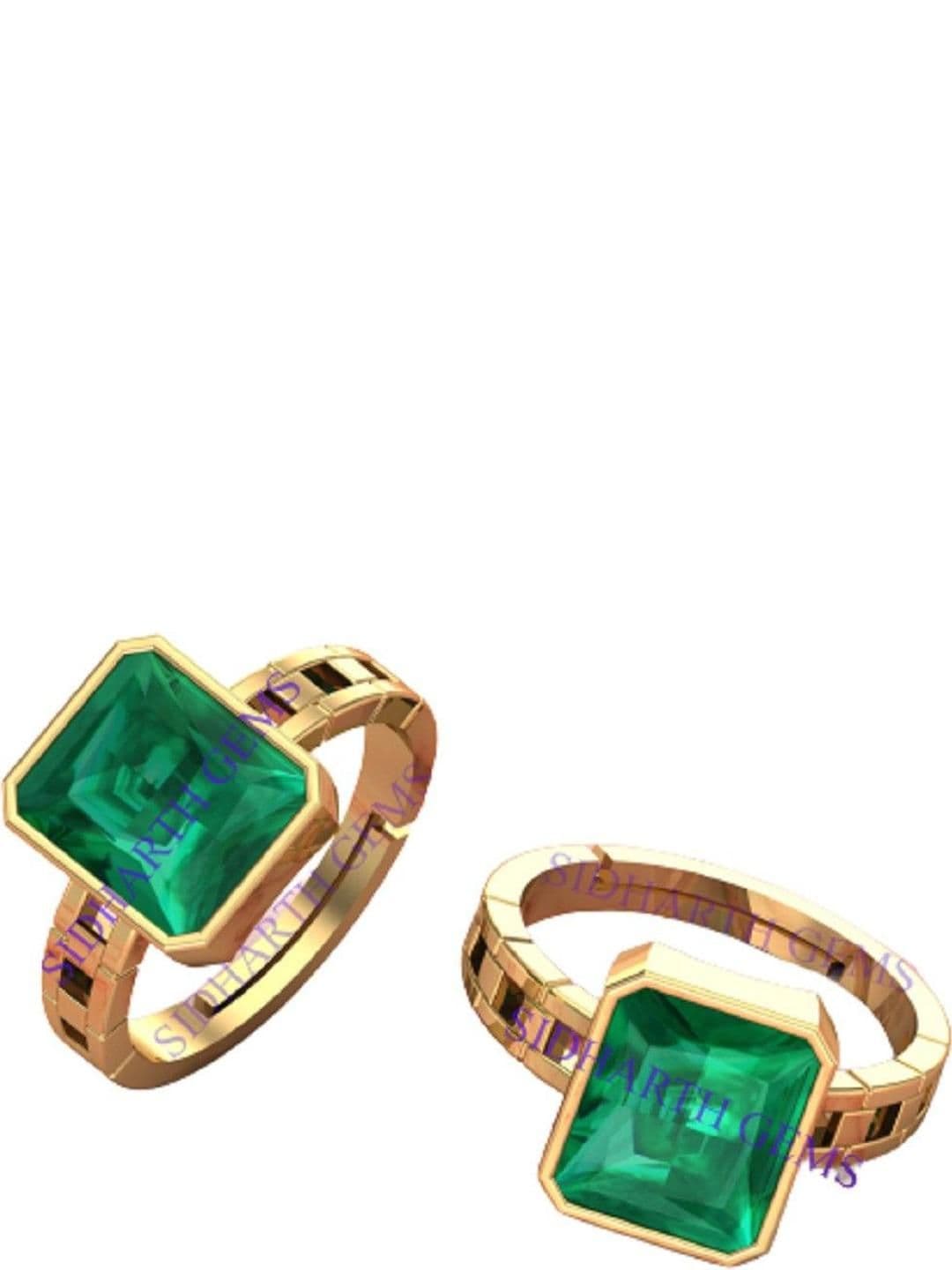 Sidharth Gems 13.25 KT Gold Plated Emerald Panchdhatu Ring - view 1