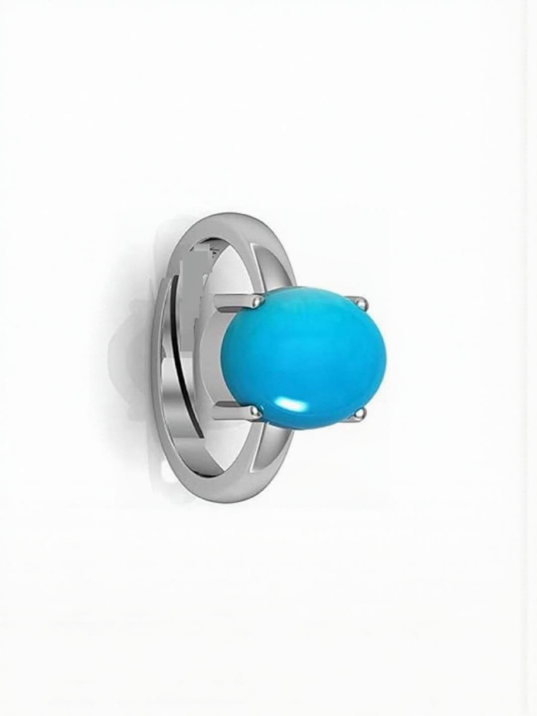 Sidharth Gems 7.25 Ratti 6.25 KT Turquoise Firoza Sky Blue GemStone Panchdhatu Ring - view 1