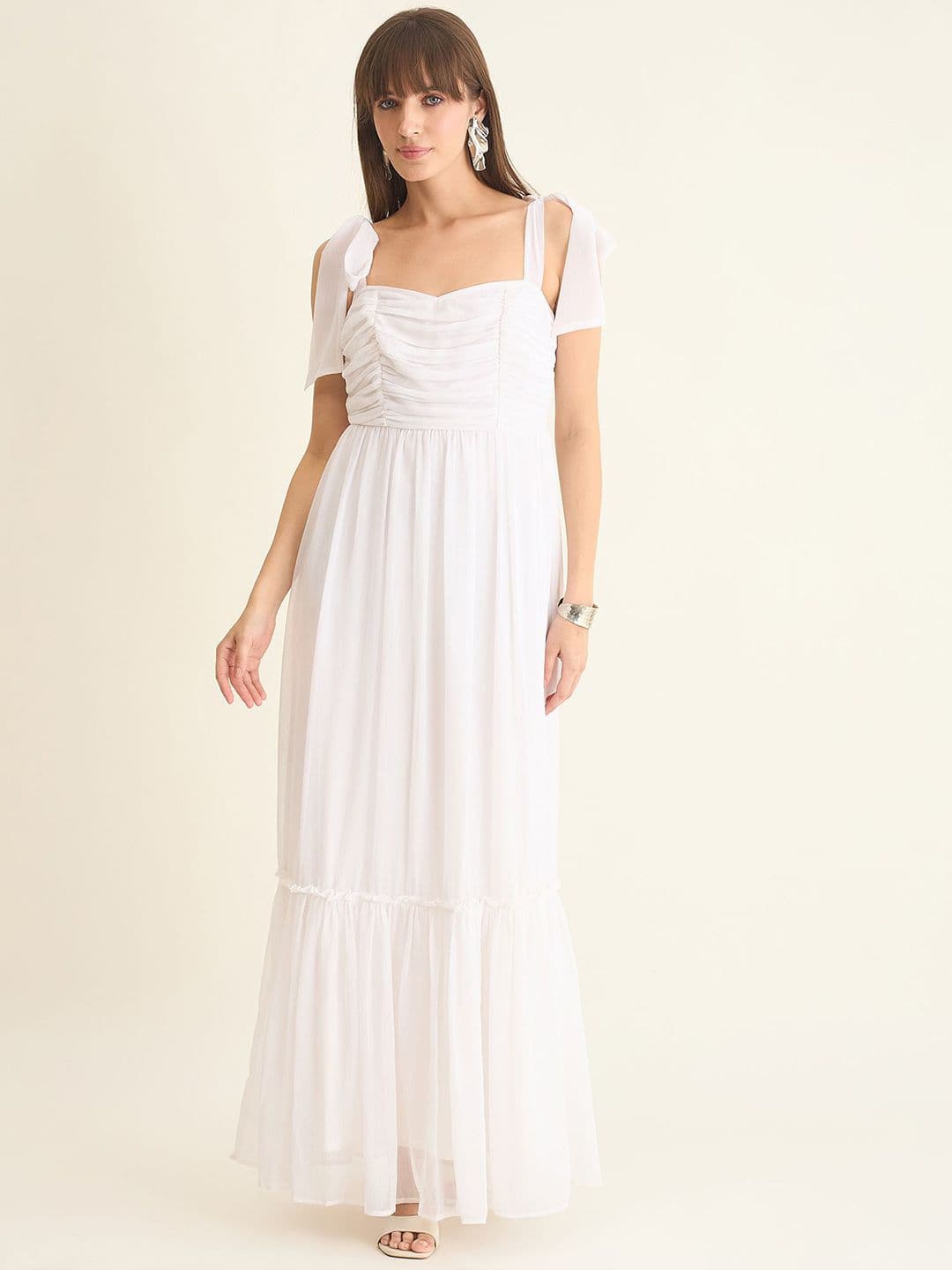 aayu Sweetheart Neck Chiffon Tiered Maxi Dress - view 1