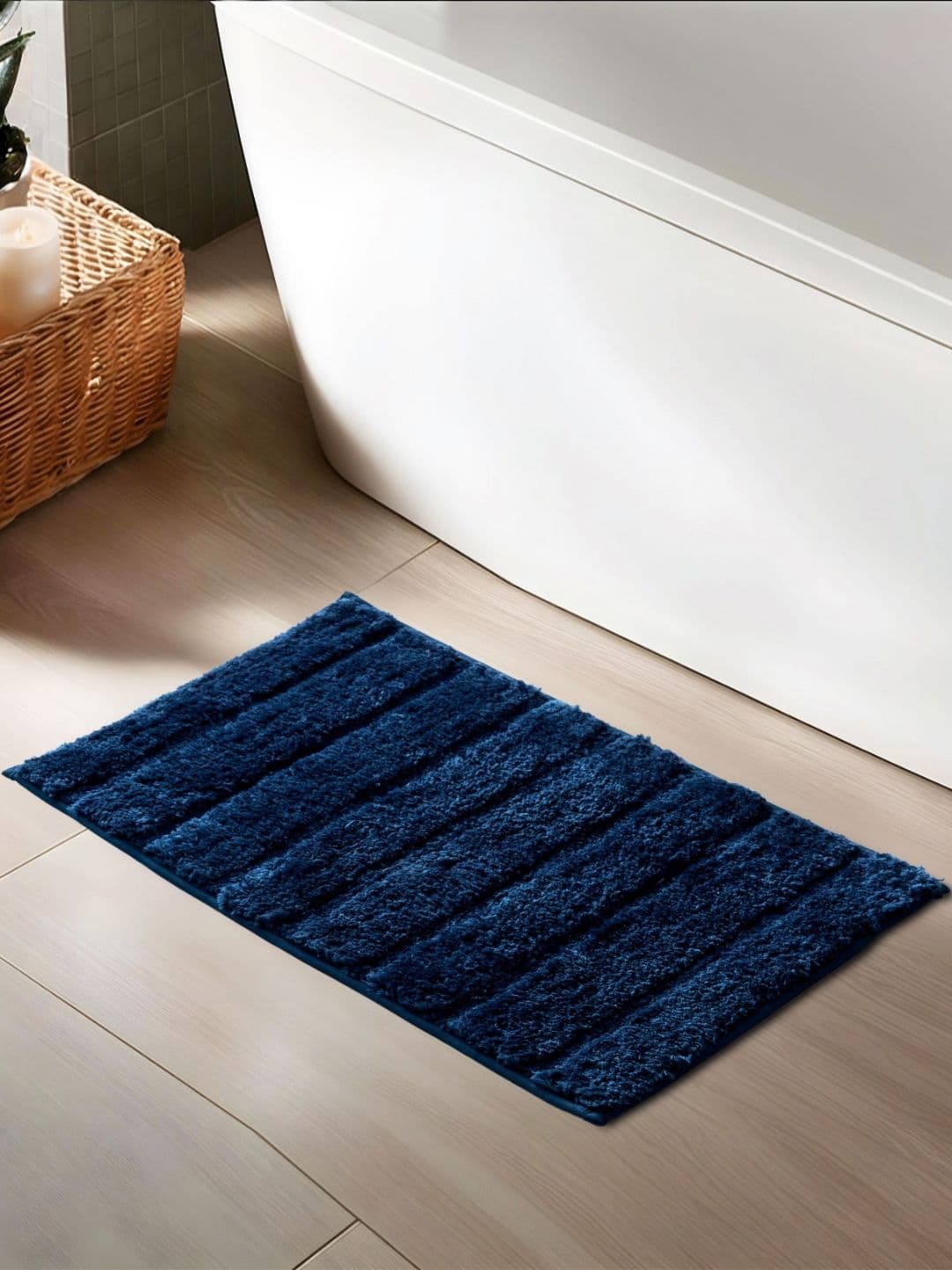 Home Centre Blue Textured 1850 GSM Anti-Slip Bath Rug - view 1