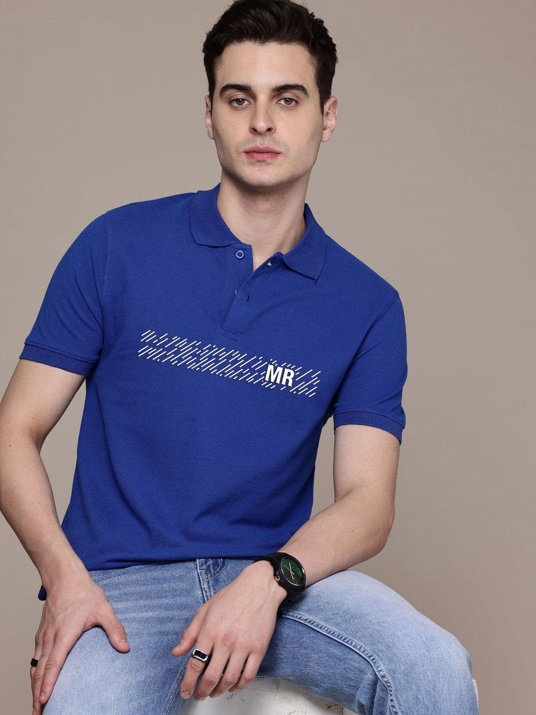 Moda Rapido Men Graphic Printed Polo Collar Cotton T-shirt - view 1