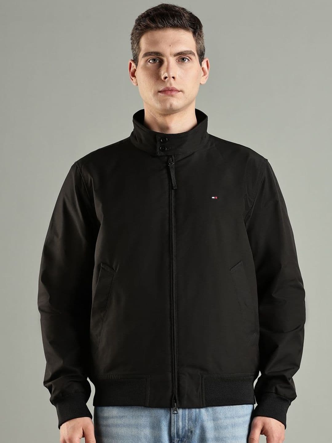 Tommy Hilfiger Men Solid Mock Collar Bomber Jacket - view 1