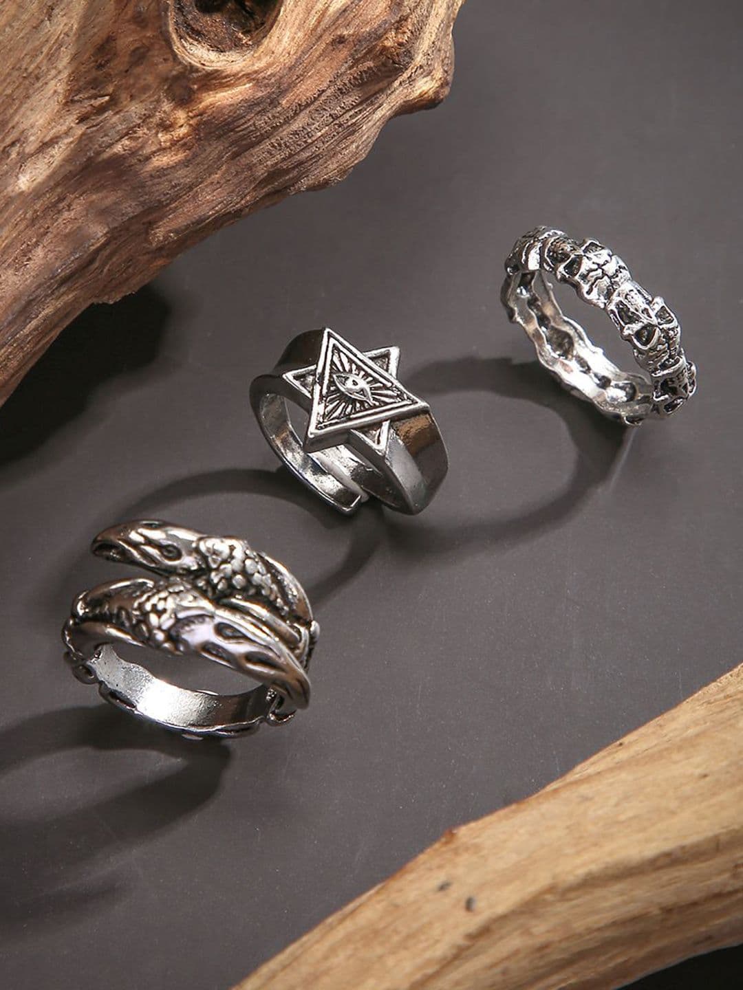 StyleCast x Revolte Set Of 3 Sliver-Plated Adjustable Finger Ring - view 1