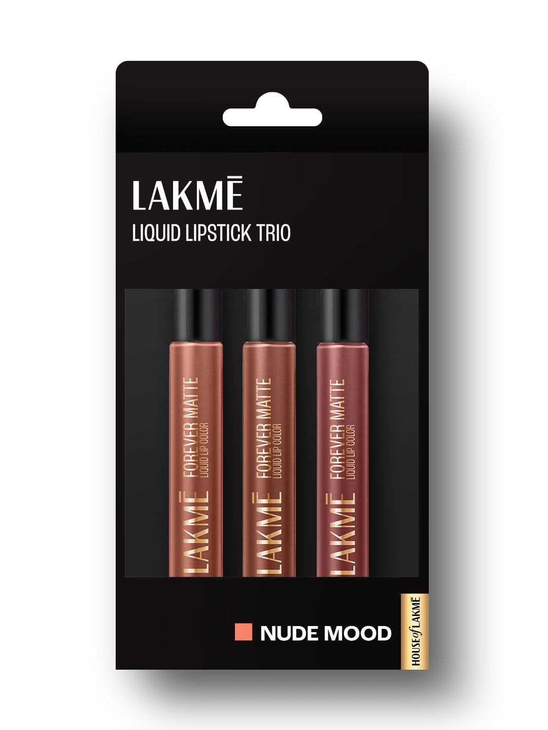 Lakme Forever Matte Long Stay Light-Weight Liquid Lipstick Trio 16.8ml - Nude Moods - view 1