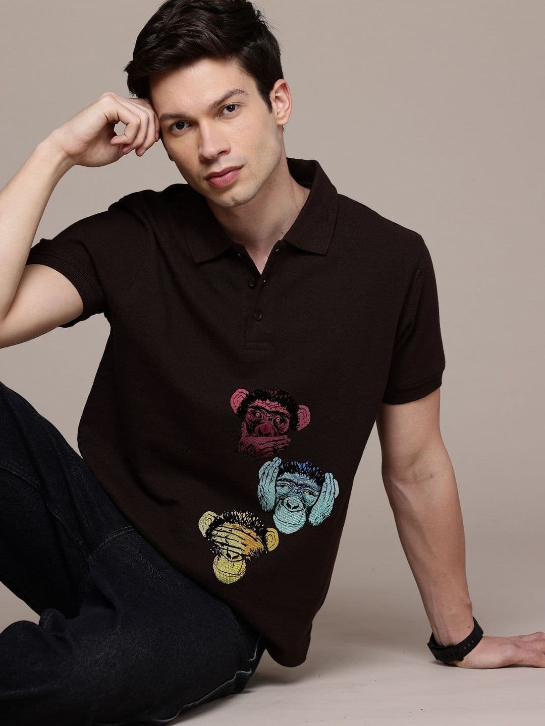 Moda Rapido Men Graphic Printed Polo Collar Cotton T-shirt - view 1