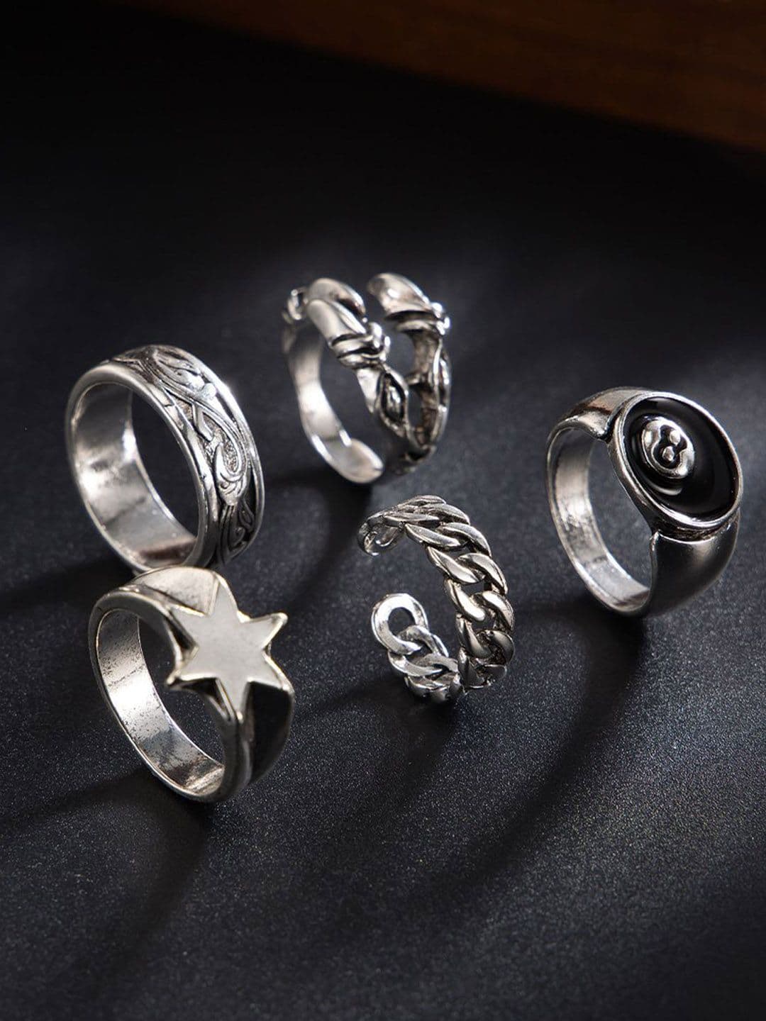 StyleCast x Revolte Set Of 5 Sliver-Plated Adjustable Finger Rings - view 1