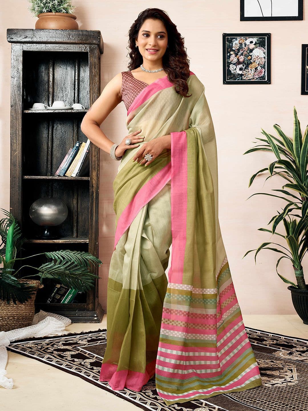 Mitera Solid Ready to Wear Saree - view 1