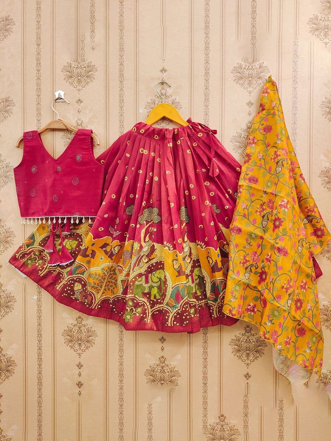 BAESD Girls Printed Mukaish Foil Print Ready to Wear Lehenga & Blouse With Dupatta - view 1