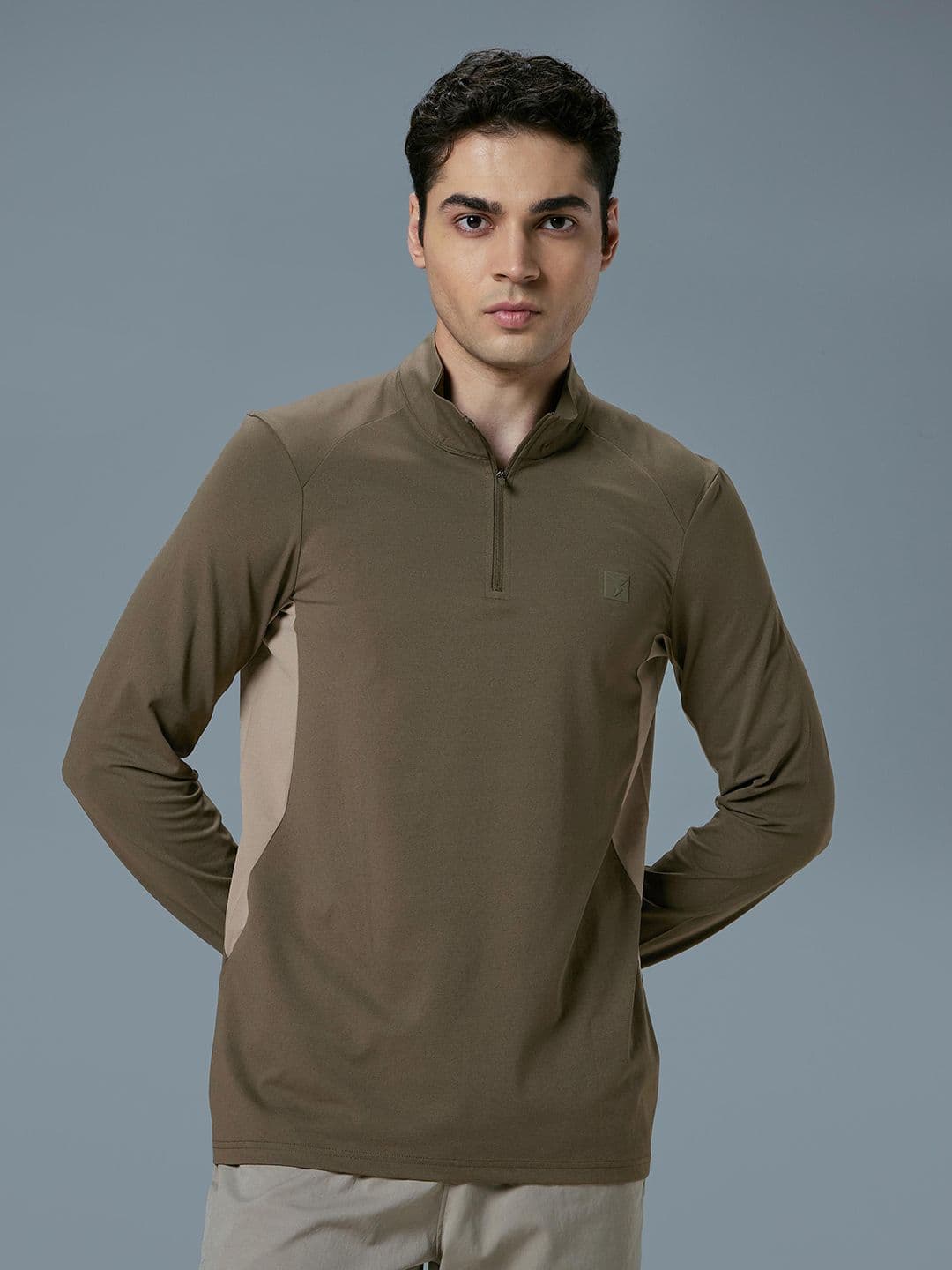 Technosport Men Antimicrobial Solid High Neck Slim Fit T-shirt - view 1