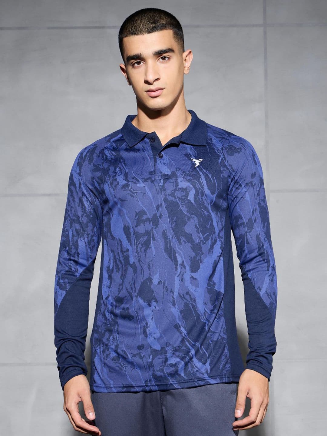 Technosport Abstract Printed Polo Collar Antimicrobial Slim Fit T-shirt - view 1