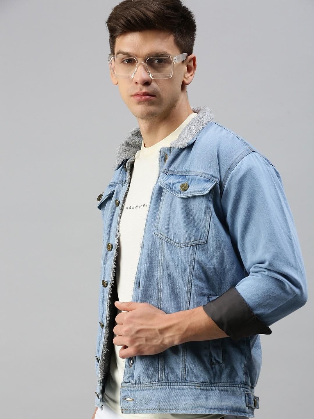 VOXATI Spread Collar Cotton Denim Jacket - view 1