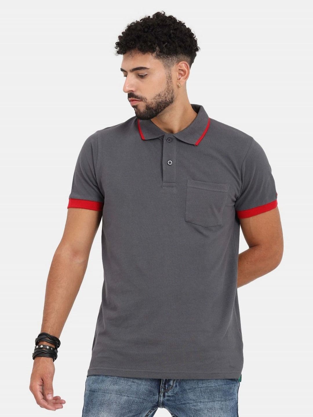Masculino Latino Men Bio Finish Solid Polo Collar Cotton T-shirt - view 1