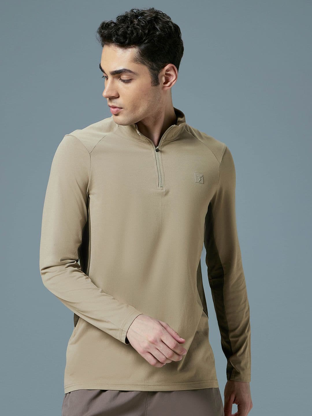 Technosport Men Antimicrobial Solid High Neck Slim Fit T-shirt - view 1